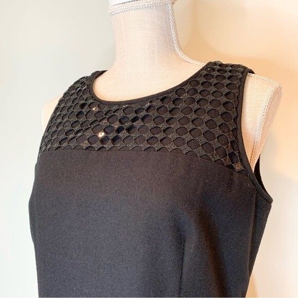 Banana Republic Wool Blend Black Sequin Accent Dress 8 - Picture 3 of 13